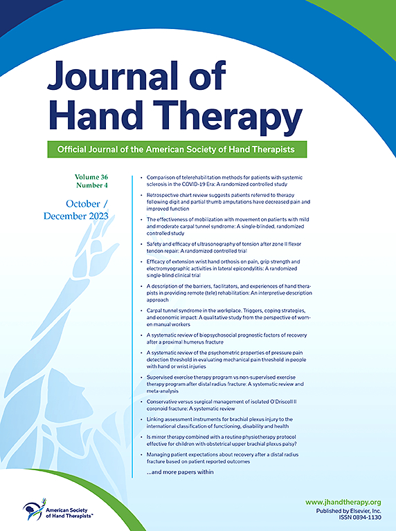 Go to journal home page - Journal of Hand Therapy